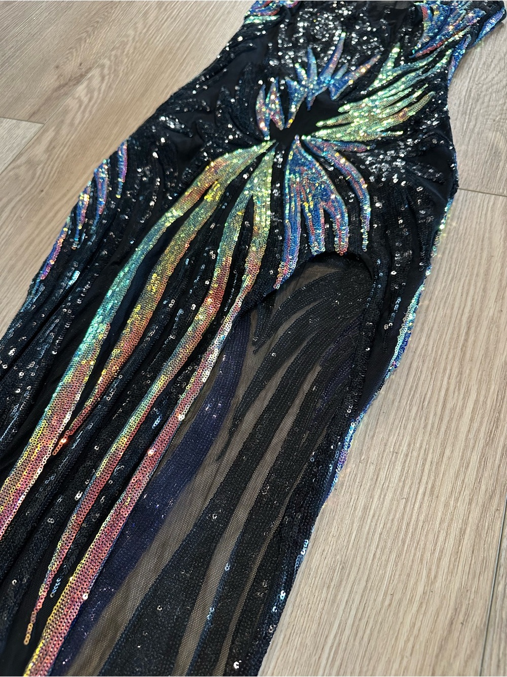 Fashion Nova Black Sequin Cut Out Maxi Dress Halter Glitter Party Club Dress S - Picture 2 of 10